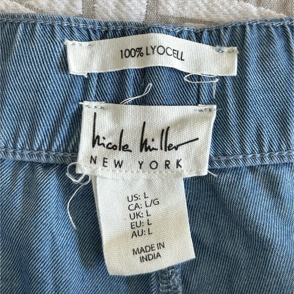 Nicole Miller Pants Women L Chambray Denim Pullon Pockets Jogger Casual Weekend - Picture 3 of 12